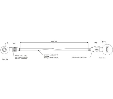 Kabel Für Mettlerwaage - M12 Usb Male Typ A 3M
